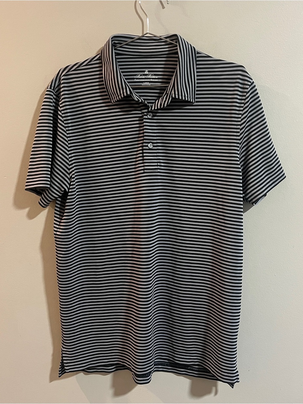 Brooks Brothers Black and White Striped Polo